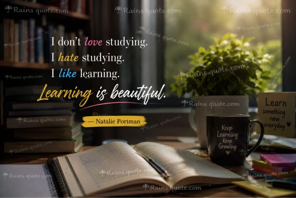“I don’t love studying. I hate studying. I like learning. Learning is beautiful.”