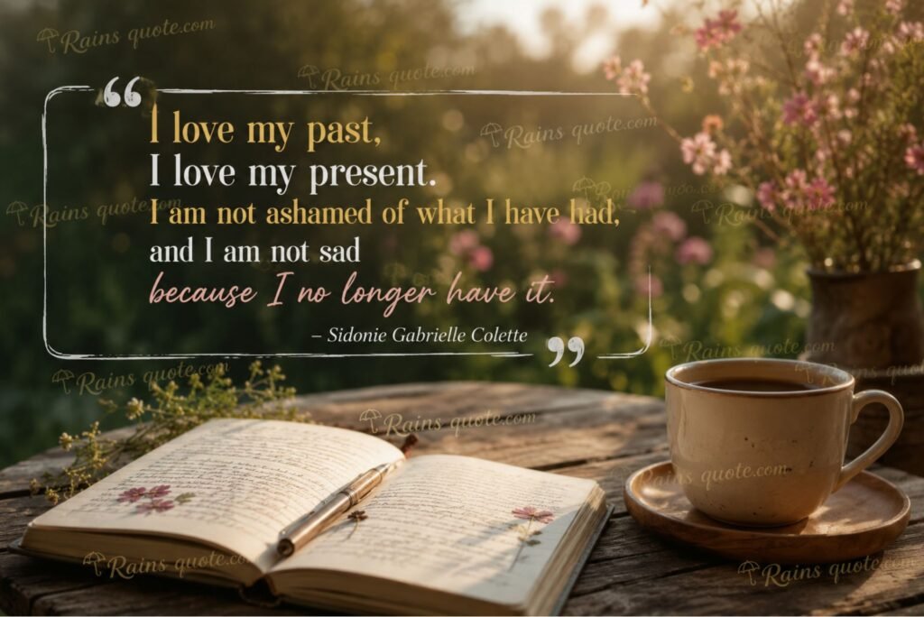 “I love my past, I love my present. I am not ashamed of what I have had, and I am not sad because I no longer have it.”