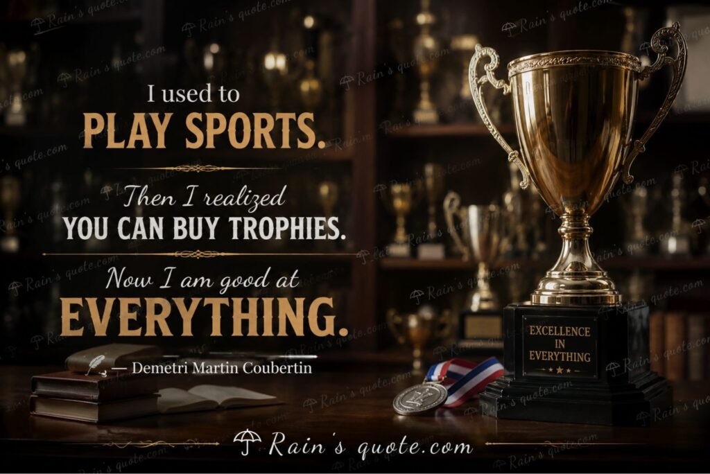 “I used to play sports. Then I realized you can buy trophies. Now I am good at everything.”