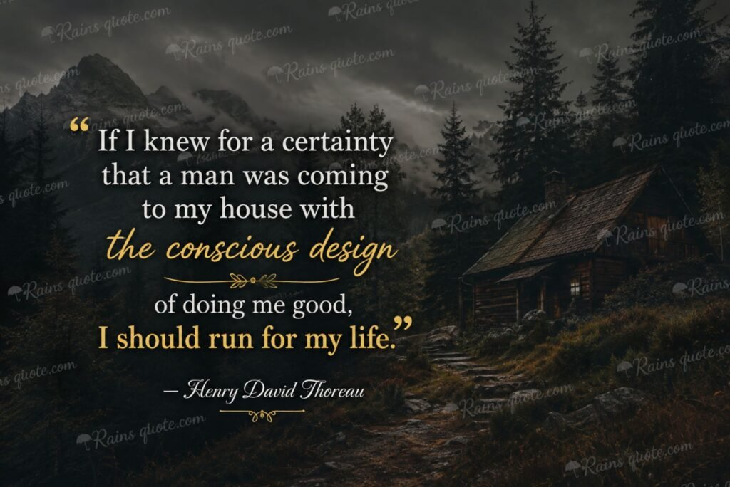 “If I knew for a certainty that a man was coming to my house with the conscious design of doing me good, I should run for my life.”