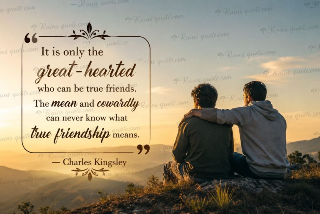 “It is only the great-hearted who can be true friends. The mean and cowardly can never know what true friendship means.”