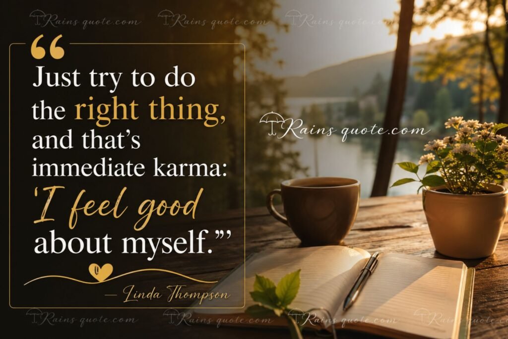 “Just try to do the right thing, and that's immediate karma: 'I feel good about myself.'”