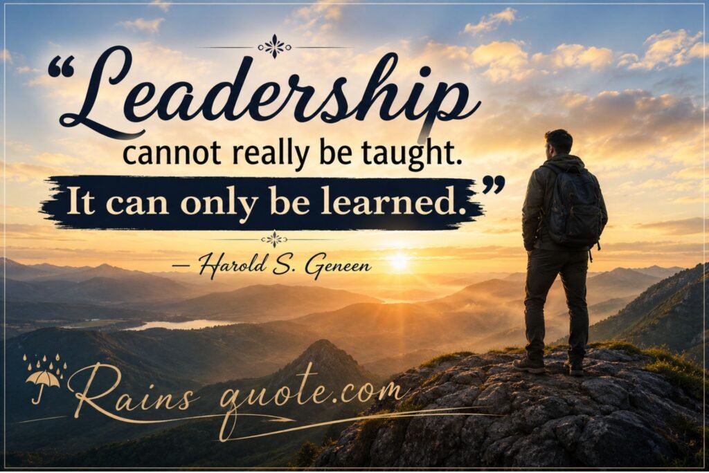“Leadership cannot really be taught. It can only be learned.”