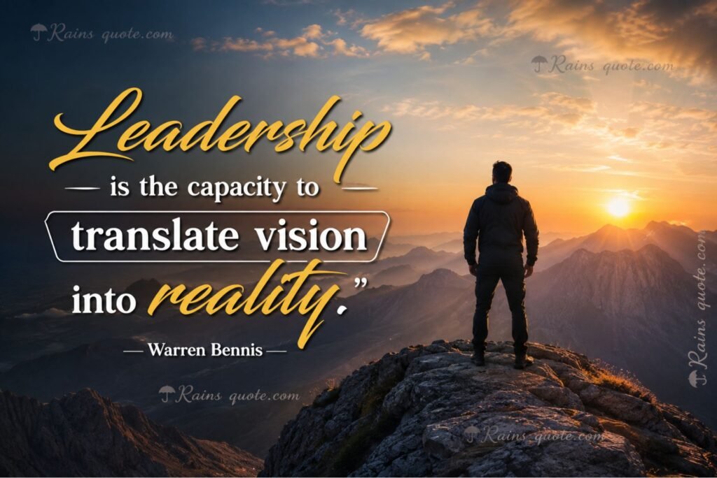 “Leadership is the capacity to translate vision into reality.”