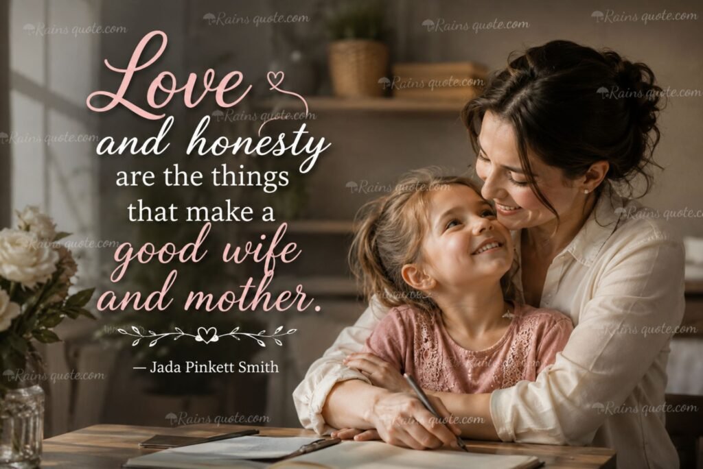 “Love and honesty are the things that make a good wife and mother.”
