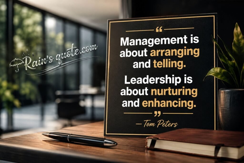 “Management is about arranging and telling. Leadership is about nurturing and enhancing.”
