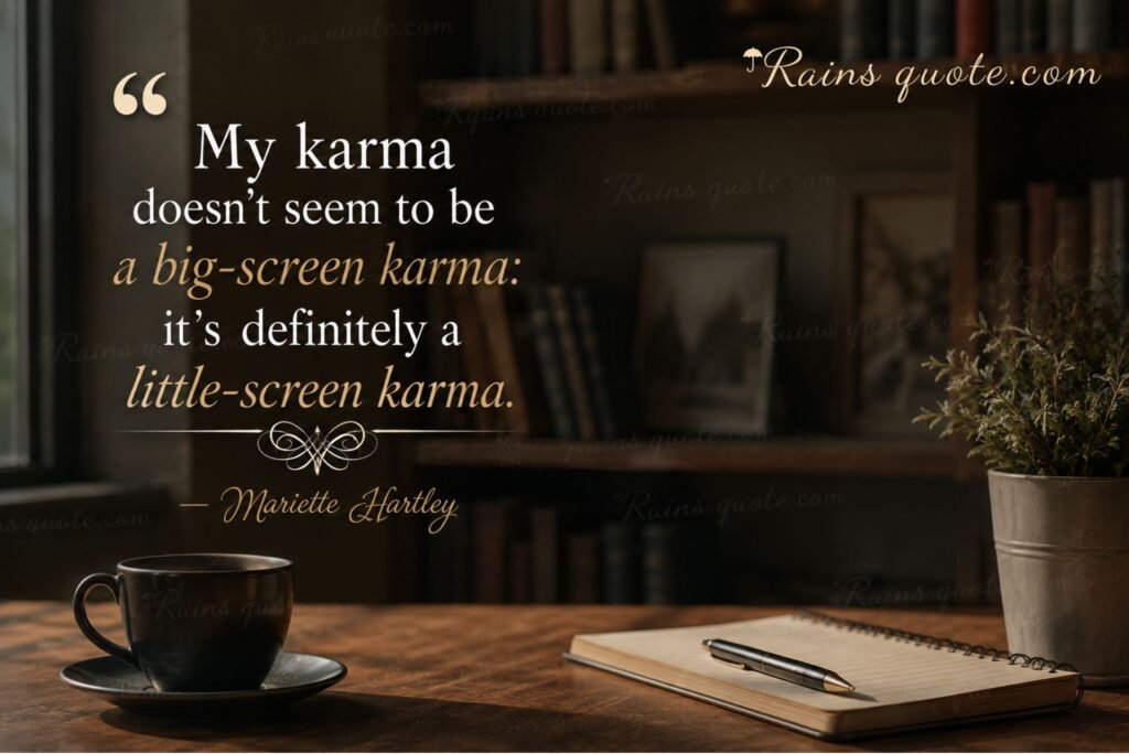 “My karma doesn't seem to be a big-screen karma: it's definitely a little-screen karma.”