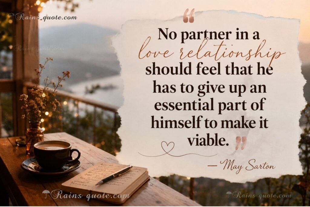 “No partner in a love relationship should feel that he has to give up an essential part of himself to make it viable.”