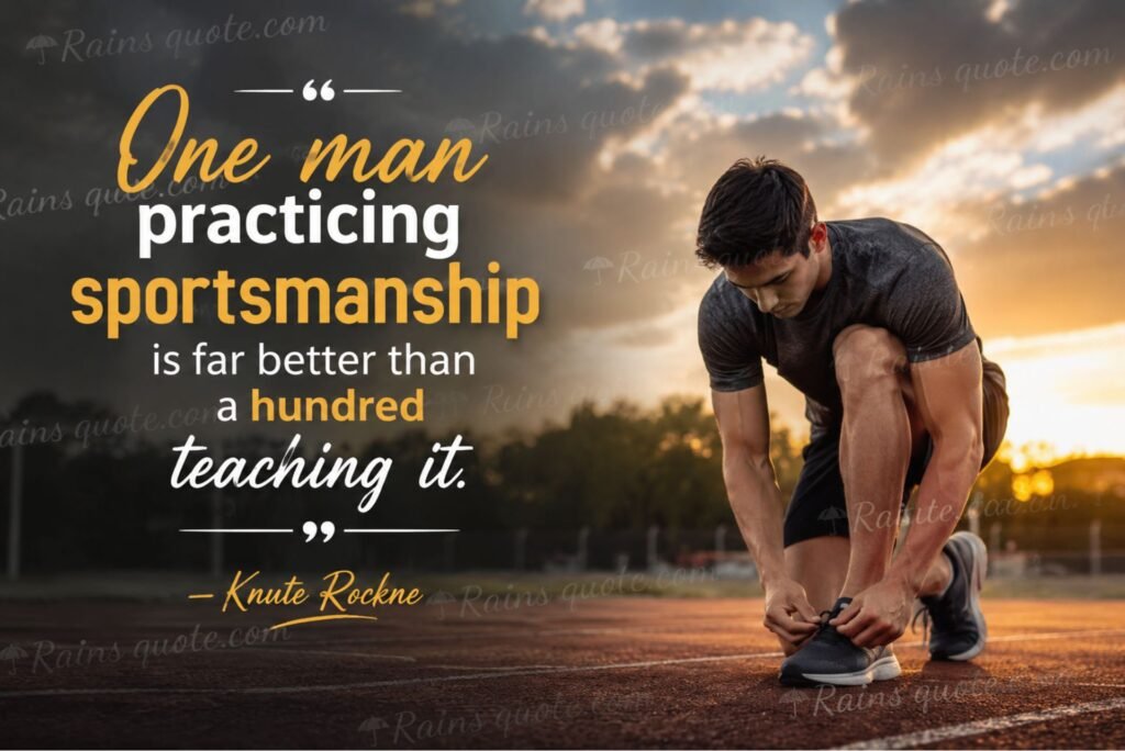 “One man practicing sportsmanship is far better than a hundred teaching it.”