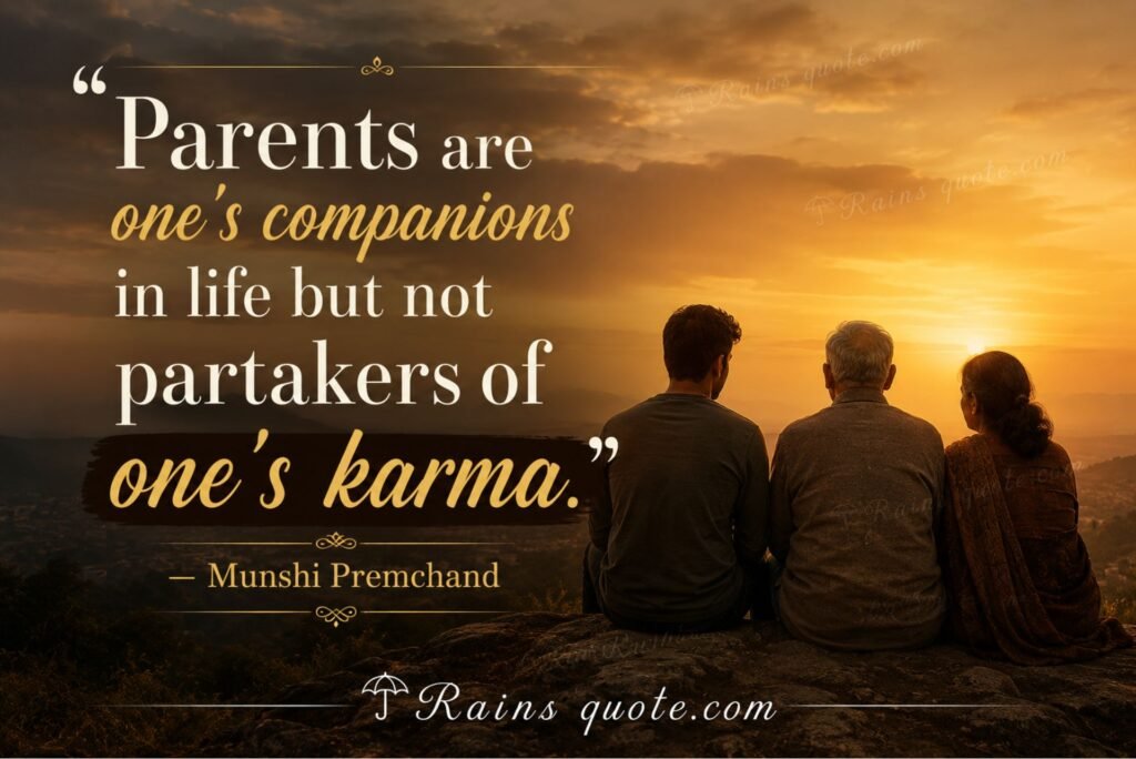 “Parents are one's companions in life but not partakers of one's karma.”