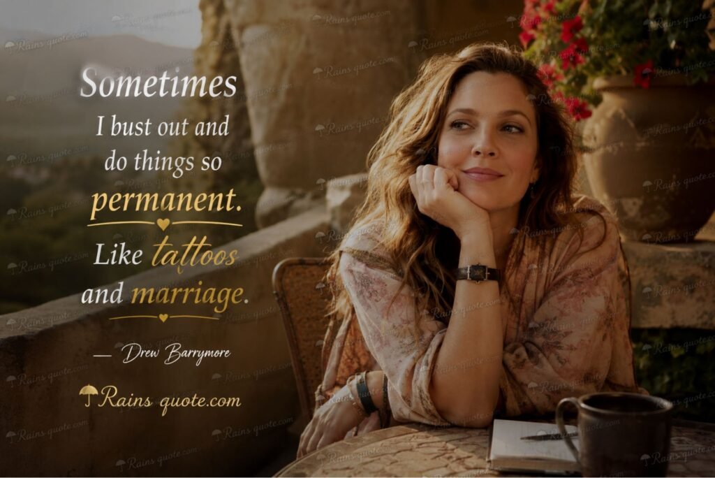 “Sometimes I bust out and do things so permanent. Like tattoos and marriage.”