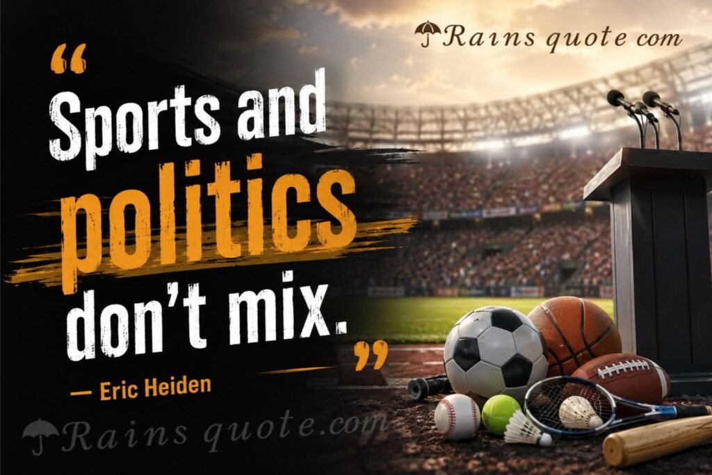 “Sports and politics don't mix.”