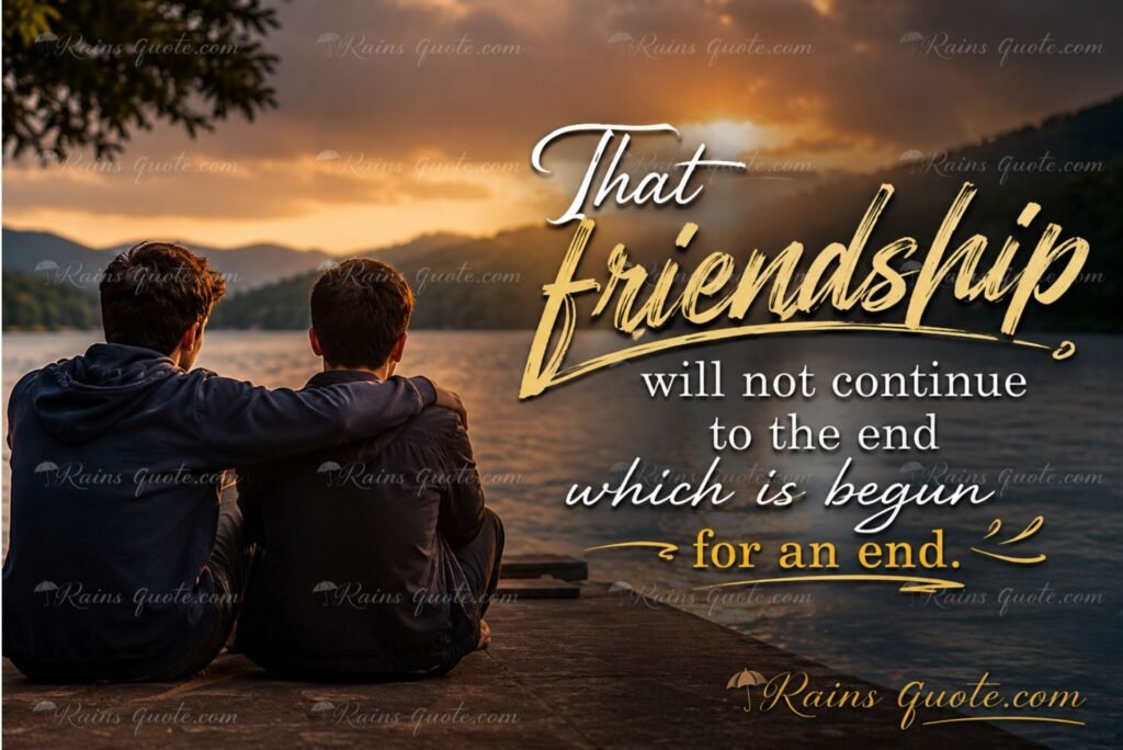 “That friendship will not continue to the end which is begun for an end.”