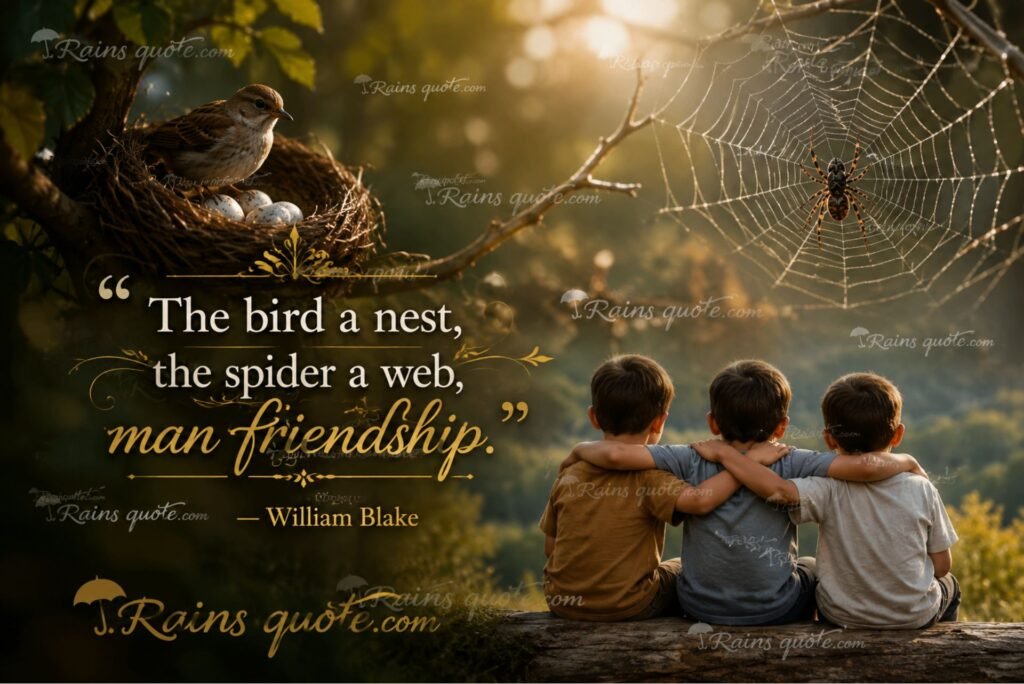 “The bird a nest, the spider a web, man friendship.”