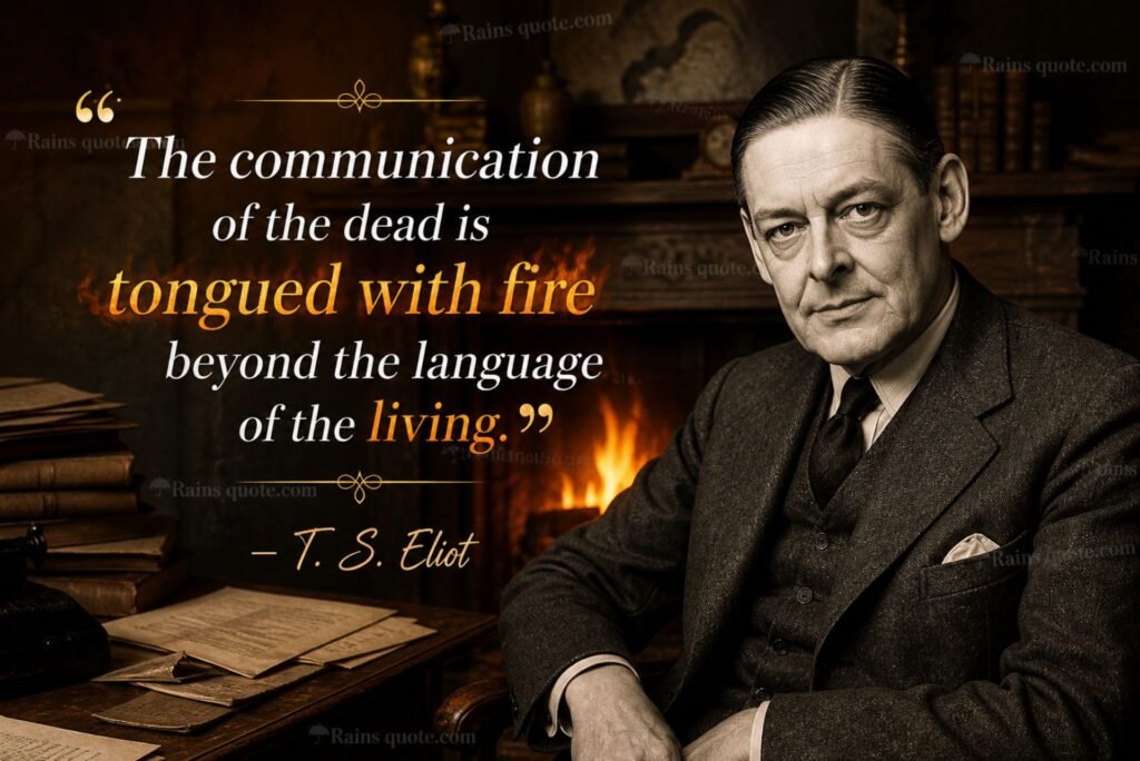 “The communication of the dead is tongued with fire beyond the language of the living.”