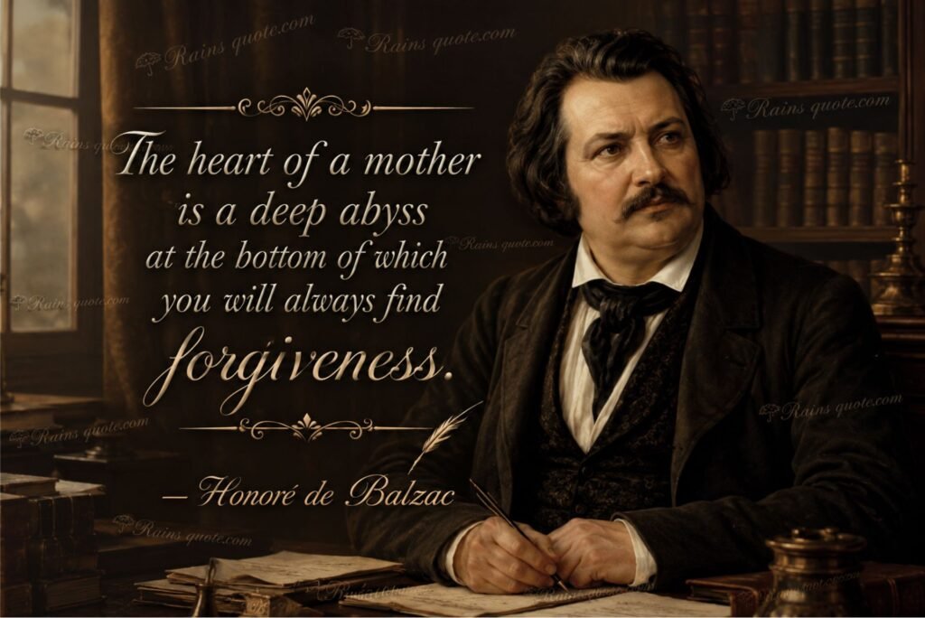 “The heart of a mother is a deep abyss at the bottom of which you will always find forgiveness.”
