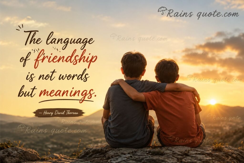 “The language of friendship is not words but meanings.”