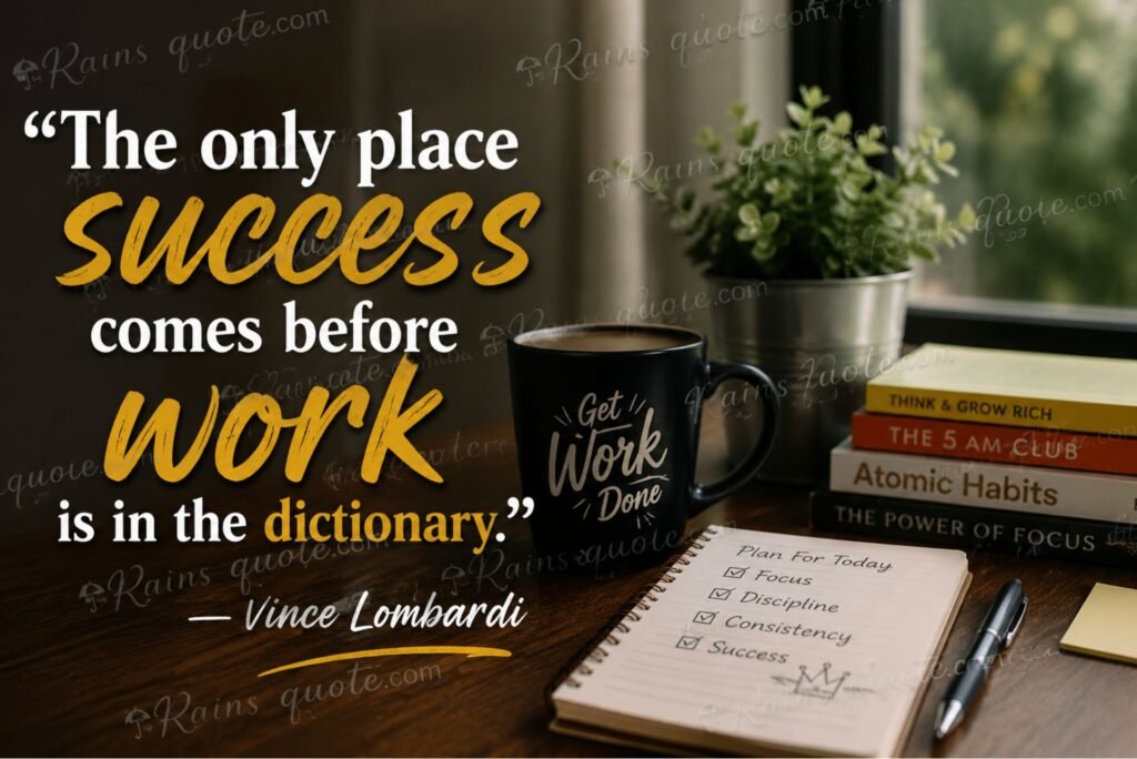 “The only place success comes before work is in the dictionary.”