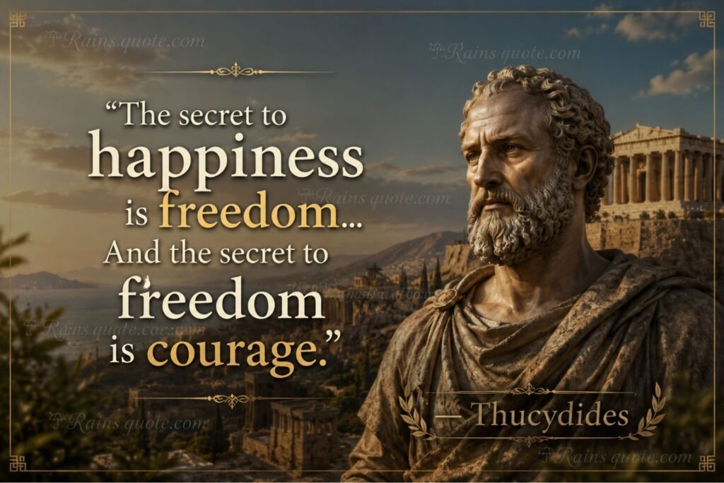 “The secret to happiness is freedom... And the secret to freedom is courage.”
