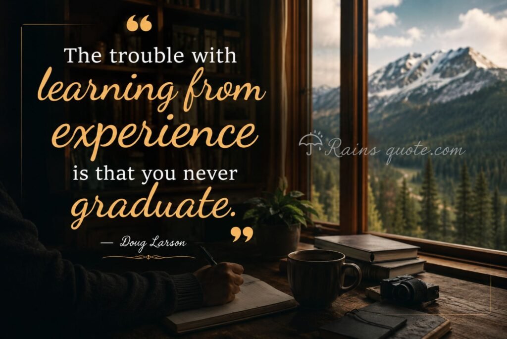 “The trouble with learning from experience is that you never graduate.”