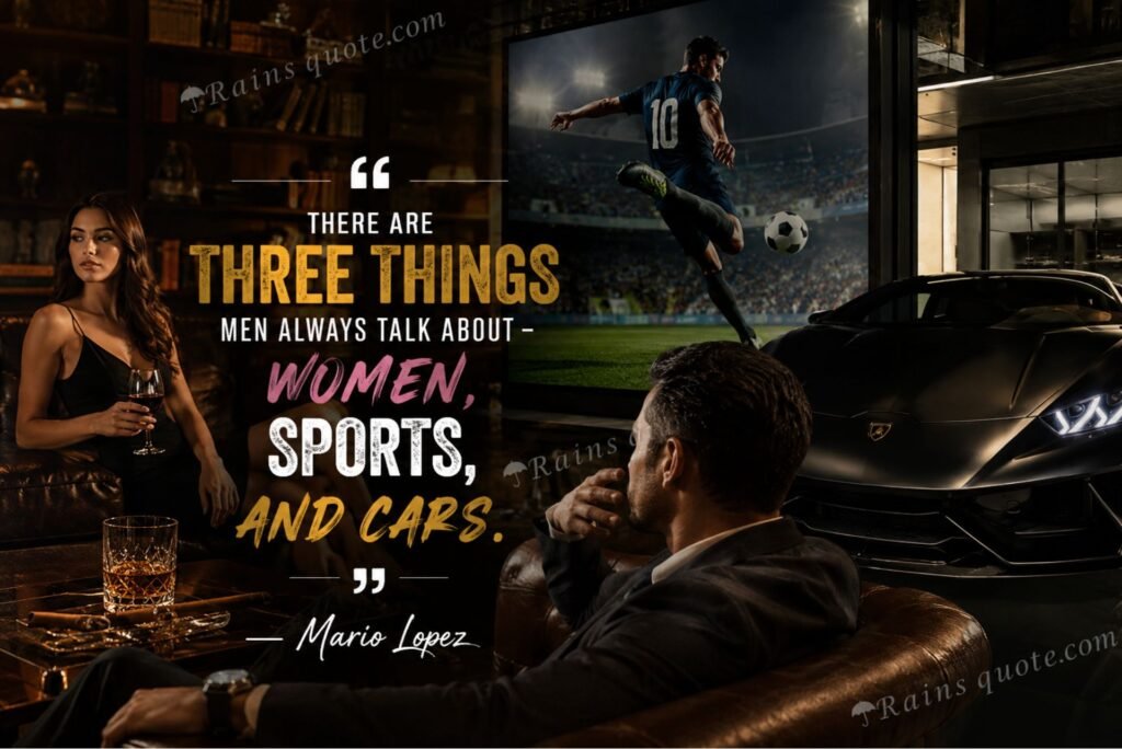 “There are three things men always talk about - women, sports, and cars.”