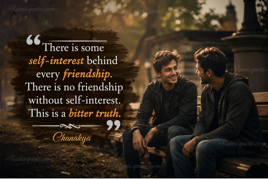 “There is some self-interest behind every friendship. There is no friendship without self-interest. This is a bitter truth.”