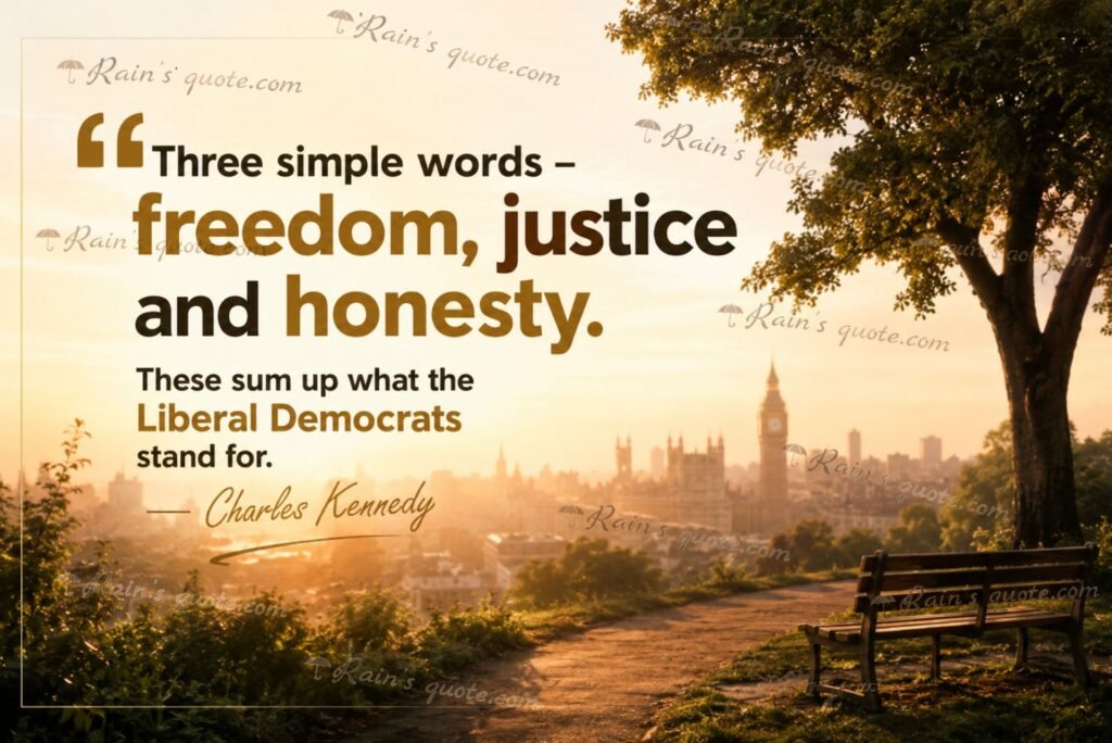 “Three simple words - freedom, justice and honesty. These sum up what the Liberal Democrats stand for.”