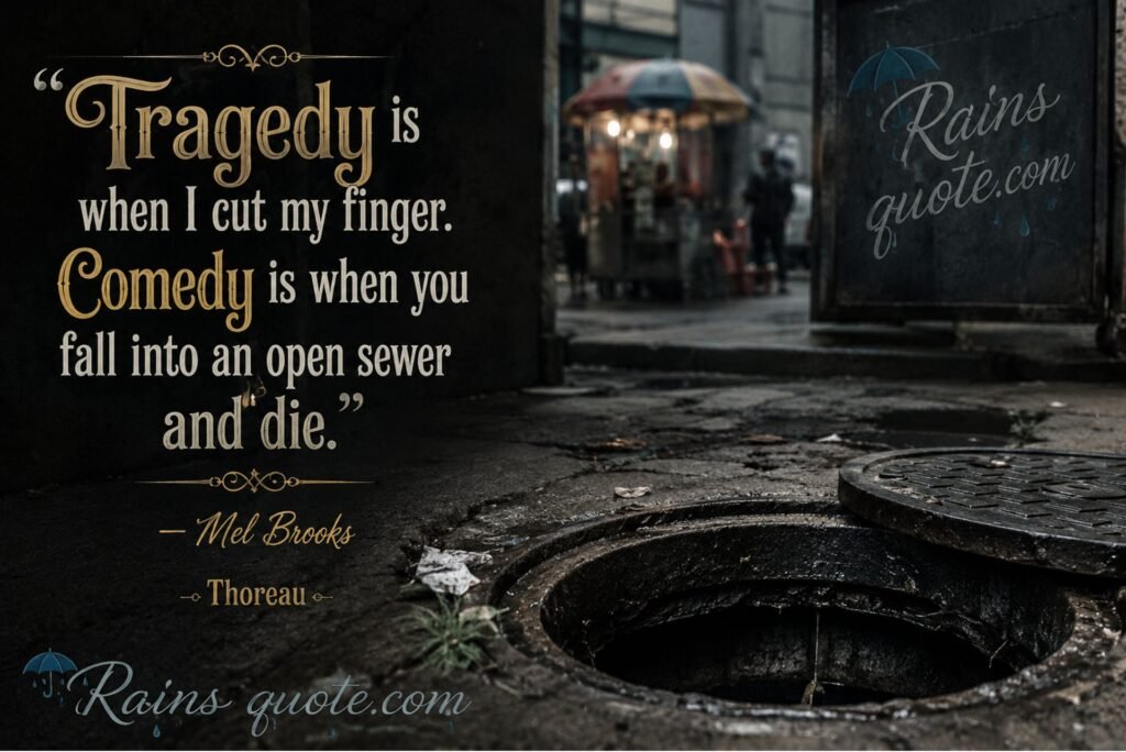 “Tragedy is when I cut my finger. Comedy is when you fall into an open sewer and die.”