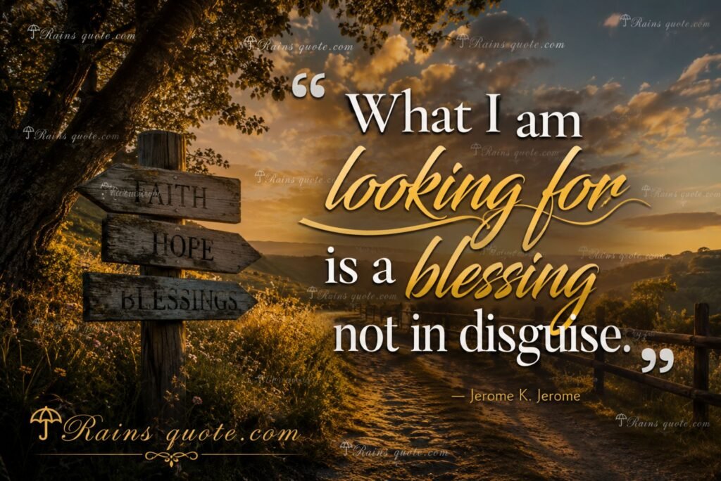 “What I am looking for is a blessing not in disguise.”