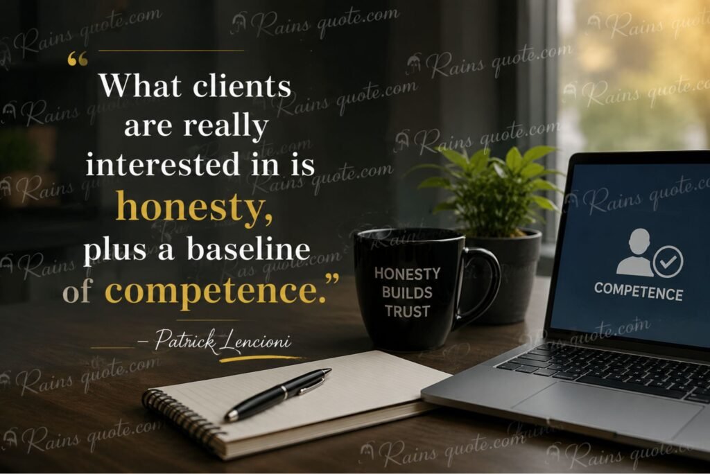 “What clients are really interested in is honesty, plus a baseline of competence.”