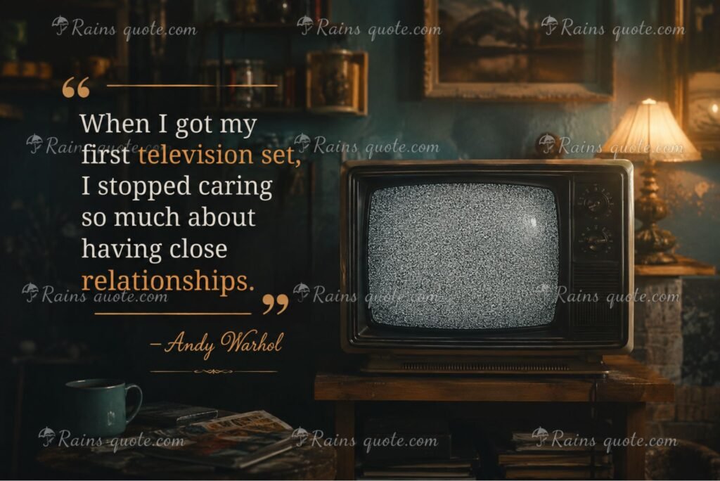 “When I got my first television set, I stopped caring so much about having close relationships.”