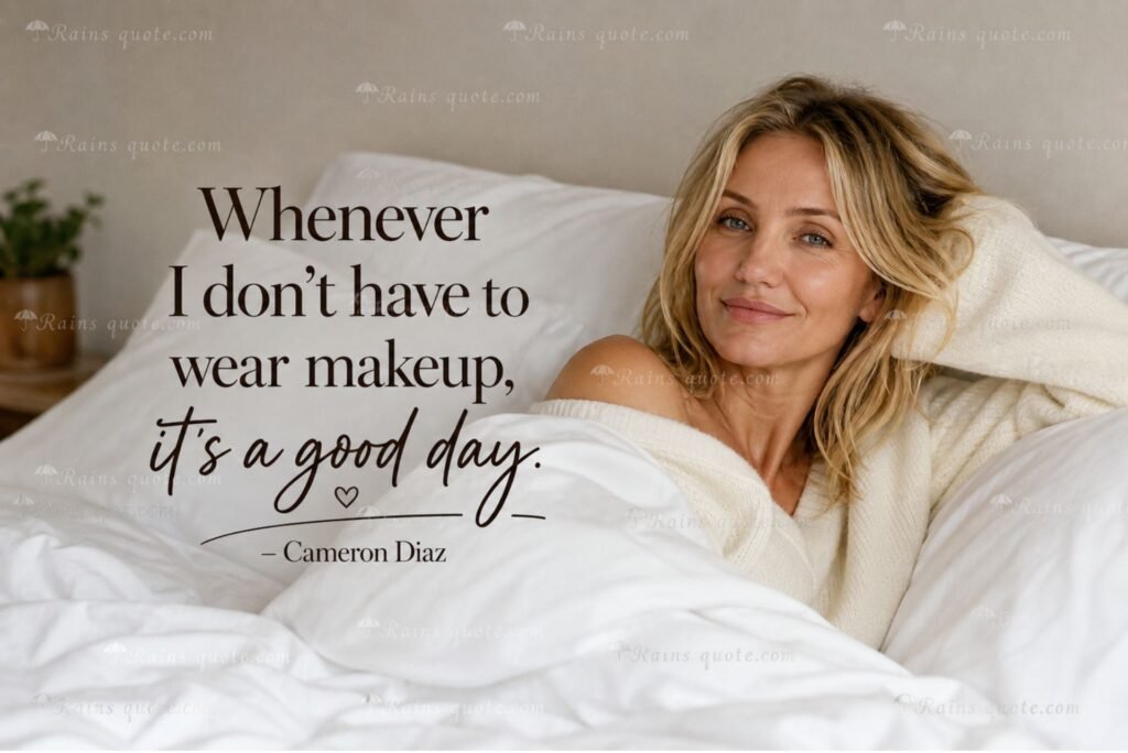 “Whenever I don't have to wear makeup, it's a good day.”
