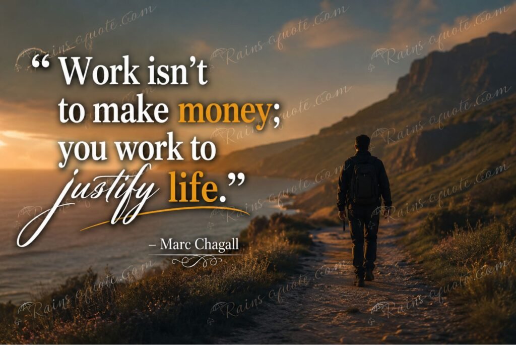 “Work isn't to make money; you work to justify life.”