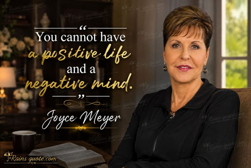  “You cannot have a positive life and a negative mind.”