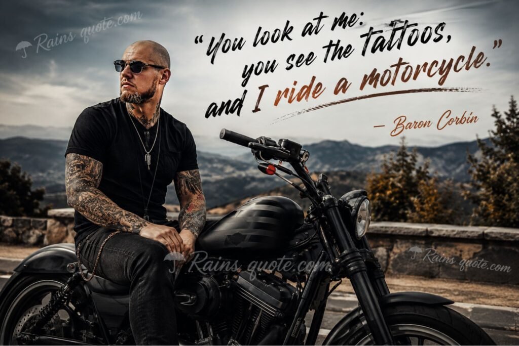 “You look at me: you see the tattoos, and I ride a motorcycle.”