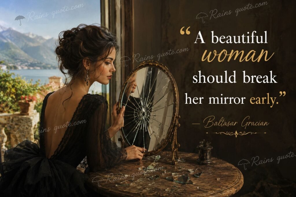 “A beautiful woman should break her mirror early.”
