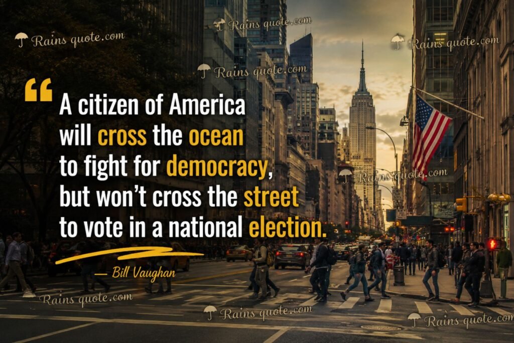 “A citizen of America will cross the ocean to fight for democracy, but won't cross the street to vote in a national election.”