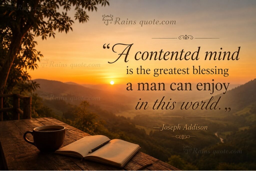 “A contented mind is the greatest blessing a man can enjoy in this world.”