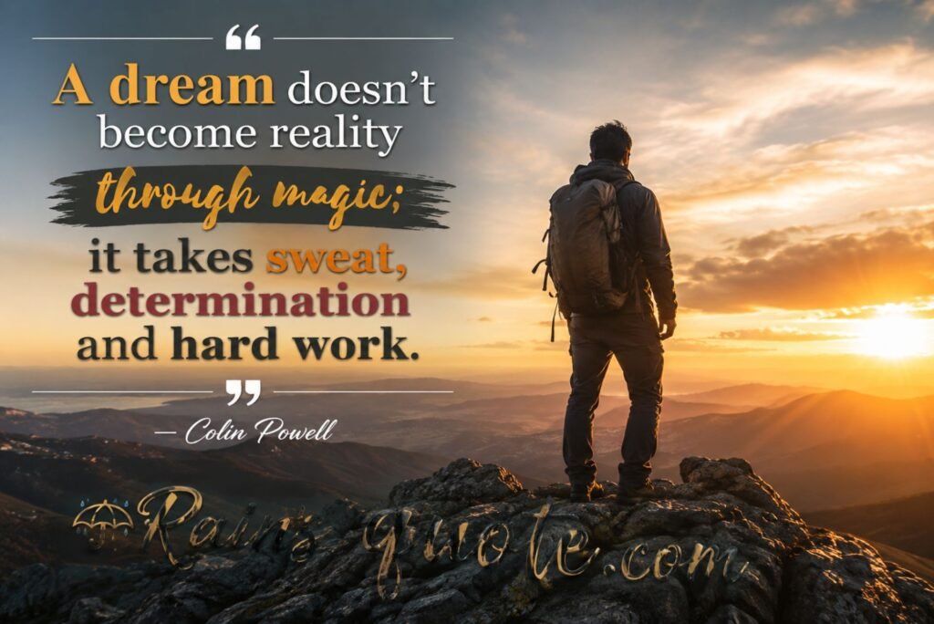 “A dream doesn't become reality through magic; it takes sweat, determination and hard work.”