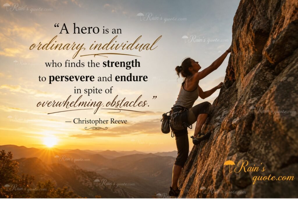 “A hero is an ordinary individual who finds the strength to persevere and endure in spite of overwhelming obstacles.”