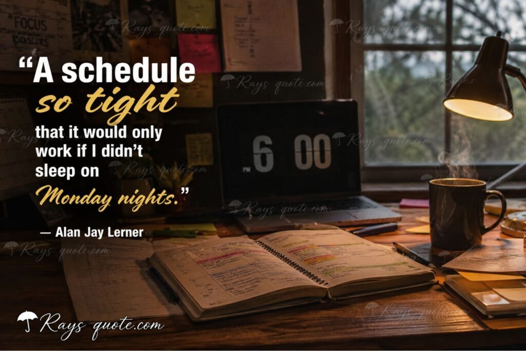 “A schedule so tight that it would only work if I didn't sleep on Monday nights.”