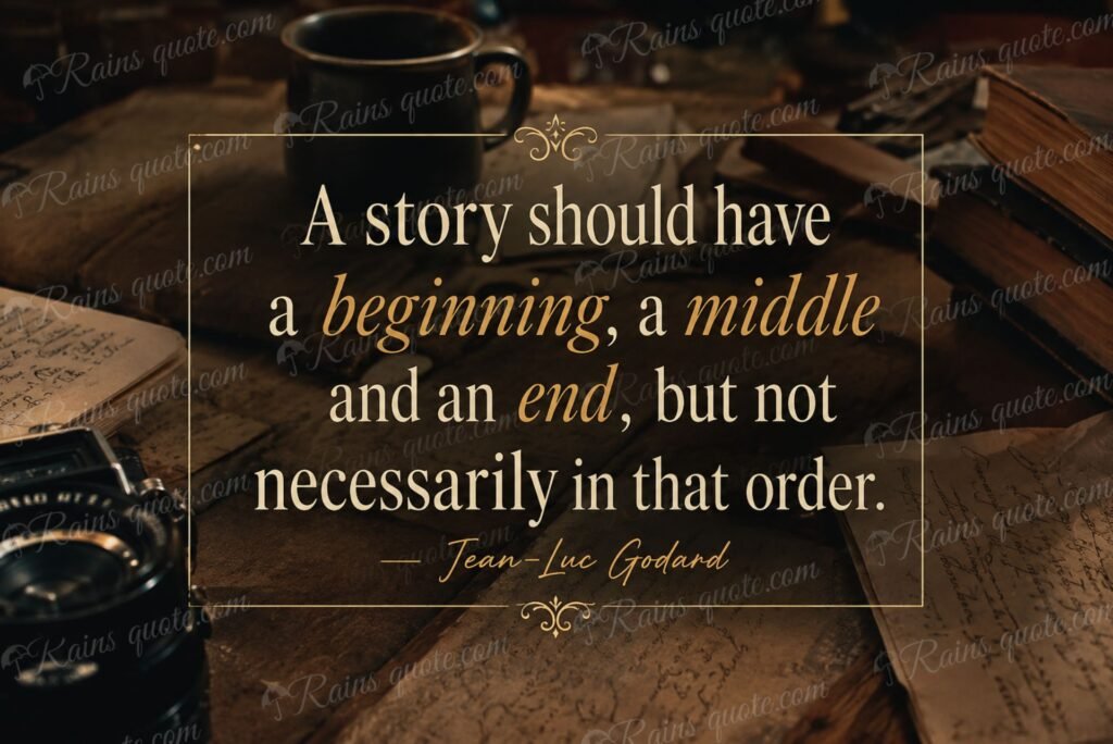 “A story should have a beginning, a middle and an end, but not necessarily in that order.”