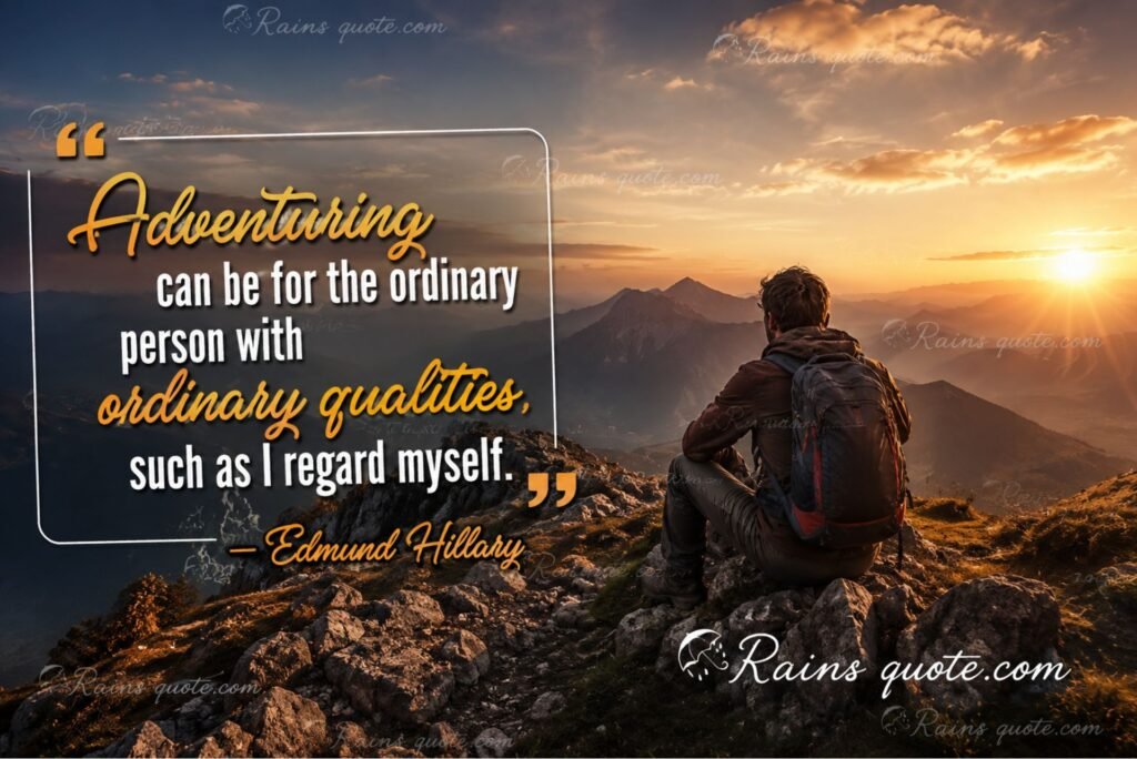 “Adventuring can be for the ordinary person with ordinary qualities, such as I regard myself.”