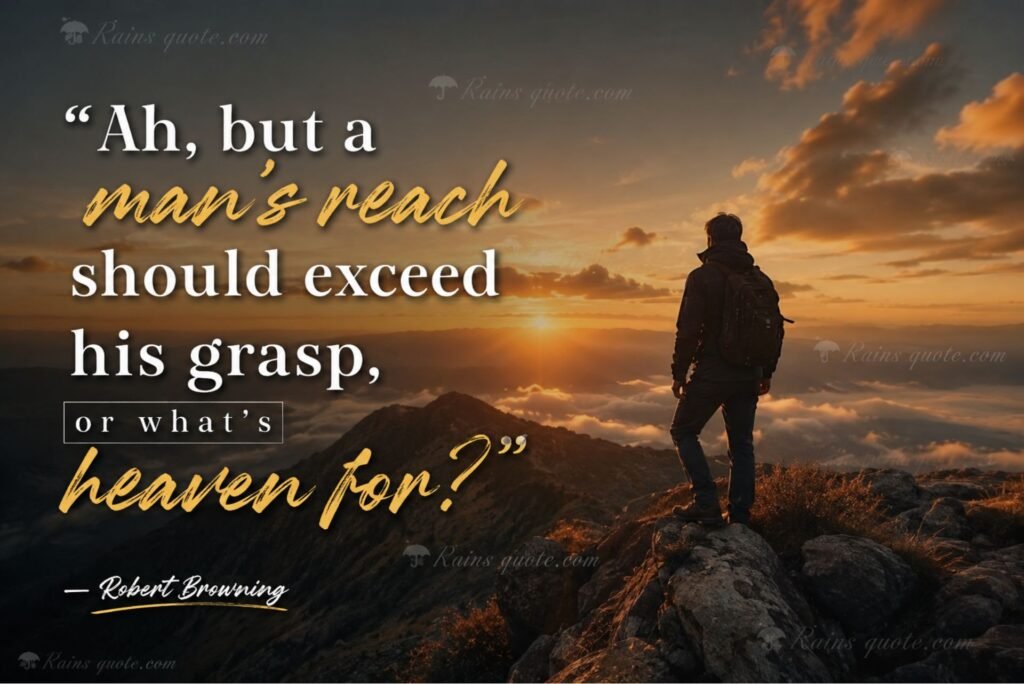 “Ah, but a man’s reach should exceed his grasp, or what’s heaven for?”