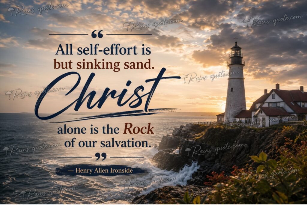 “All self-effort is but sinking sand. Christ alone is the Rock of our salvation.”