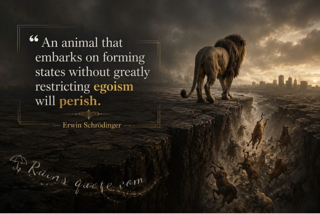 “An animal that embarks on forming states without greatly restricting egoism will perish.”