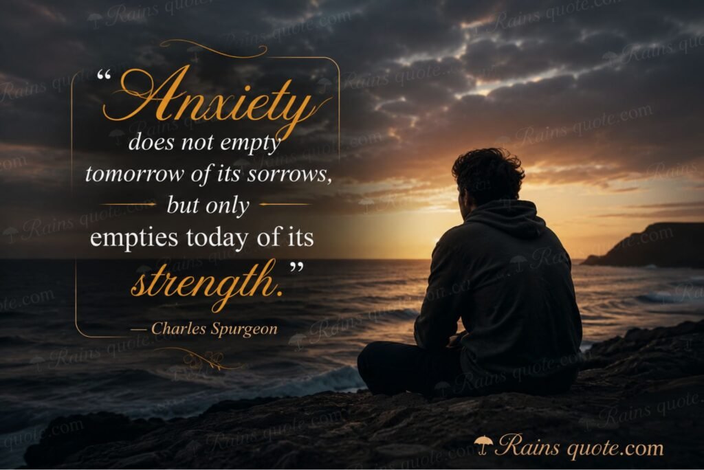 “Anxiety does not empty tomorrow of its sorrows, but only empties today of its strength.”