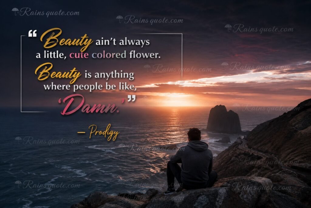 “Beauty ain't always a little, cute colored flower. Beauty is anything where people be like, 'Damn.'”