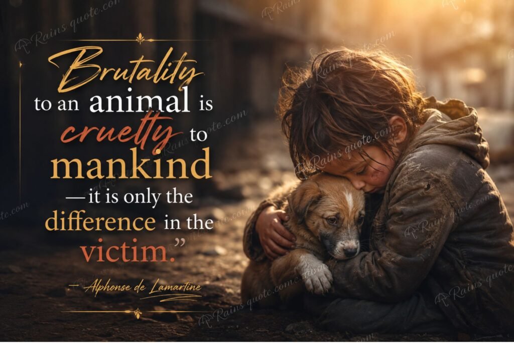 “Brutality to an animal is cruelty to mankind—it is only the difference in the victim.”