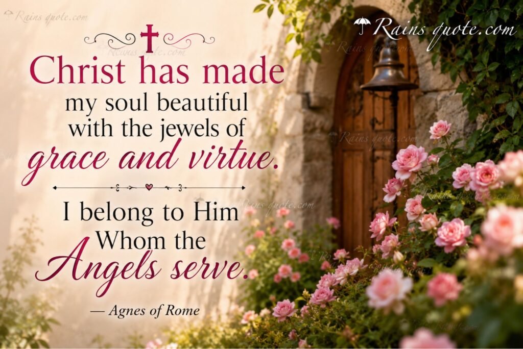 “Christ has made my soul beautiful with the jewels of grace and virtue. I belong to Him Whom the Angels serve.”